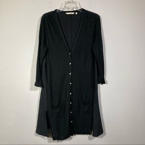 Soft Surrounding 2AL95 Elle Cardigan Black Linen Duster Sweater Sz M